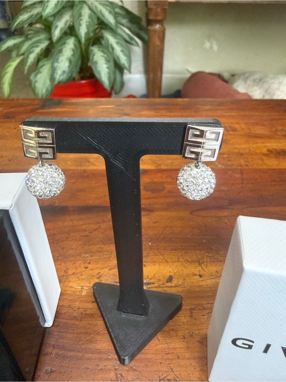 Givenchy Silver & Crystal Earrings NWOT